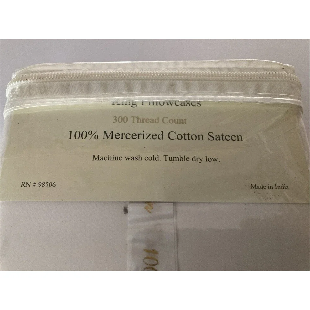 Regal Collection Two King 100% Mercerized Cotton Pillowcases 300 Thread Count